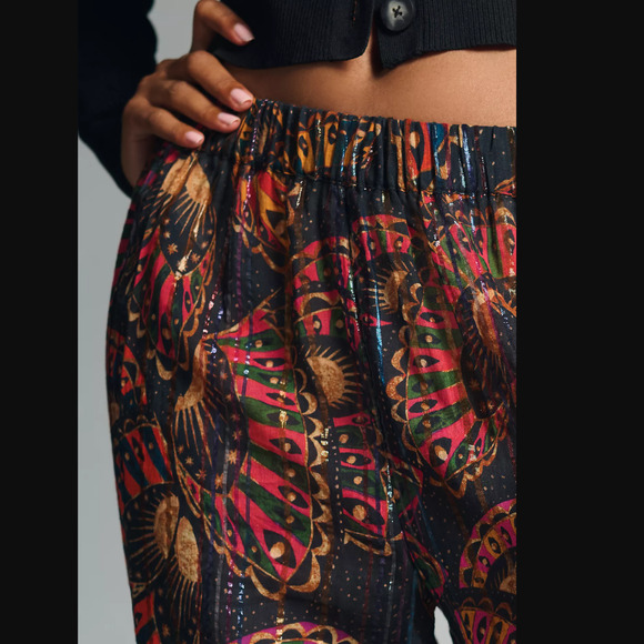 Farm Rio Shimmer Printed Pull-On Pants - New Size Small - Picture 3 of 7